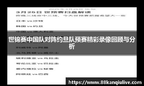 世锦赛中国队对阵约旦队预赛精彩录像回顾与分析
